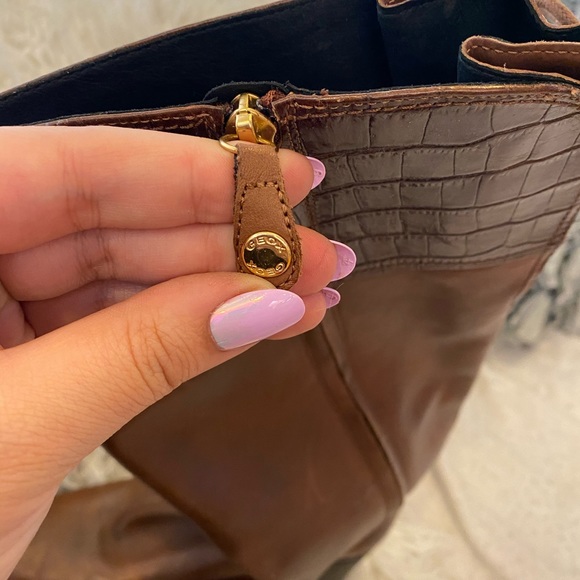 Geox - Lambskin Leather Heeled Riding Boots - Picture 2 of 3